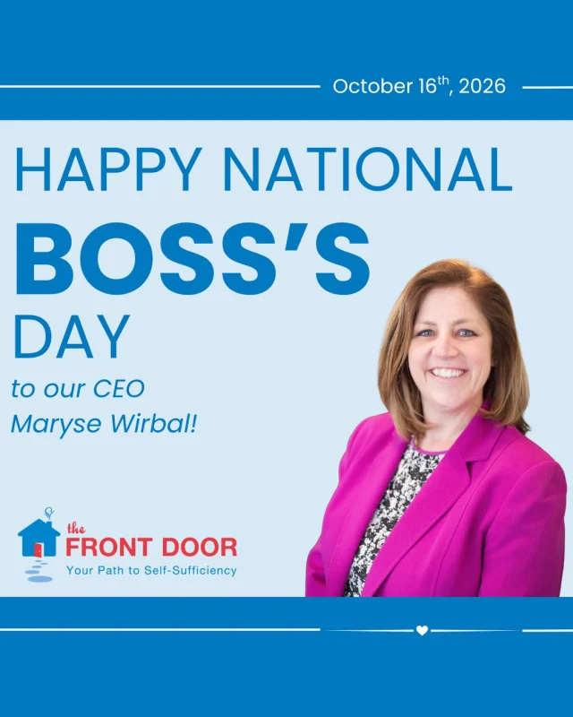 Happy National Boss’s Day to our CEO, Maryse Wirbal! 💙

Calling Maryse the best boss is no exaggeration. She pours countless hours into the Front Door Agency and is deeply invested in both our mission and the people behind it. Whether it's supporting staff, volunteers, or clients, she leads with both purpose and care. We are so fortunate to have Maryse not only as our CEO, but also a mentor and friend.

#NationalBossDay #FrontDoorAgency #WorldsBestBoss